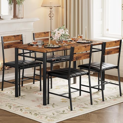 Grey Wood Dining Table Set for 4 L575646