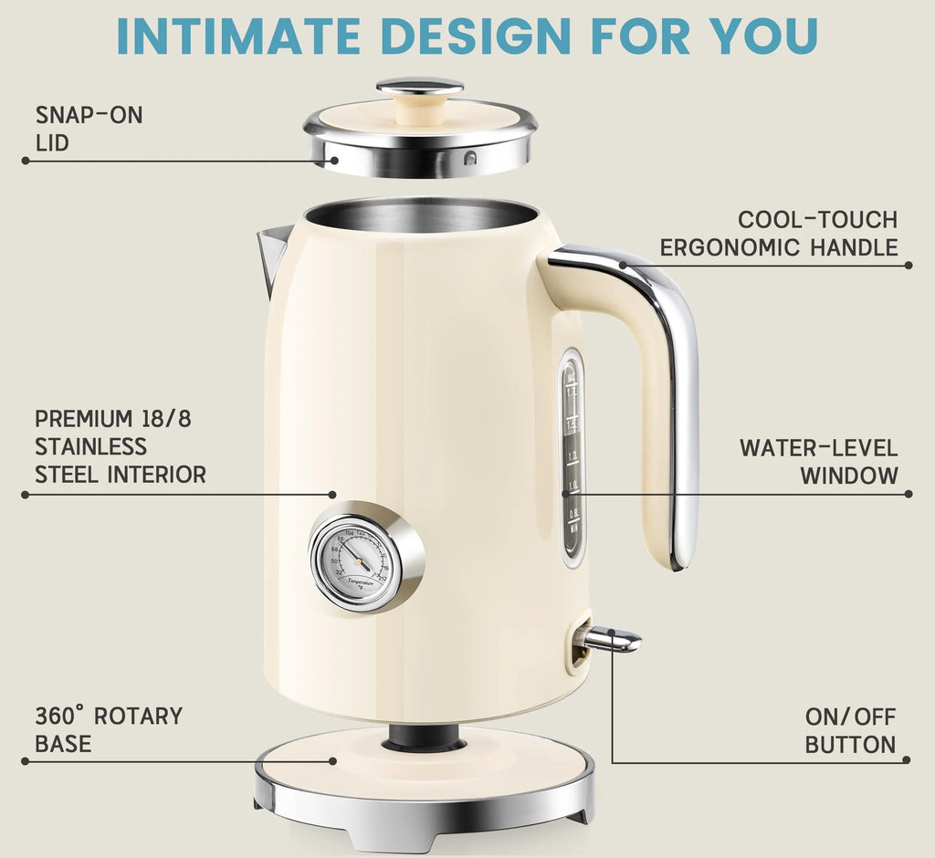 1500W Stainless Steel Electric Kettle with Thermometer H33472