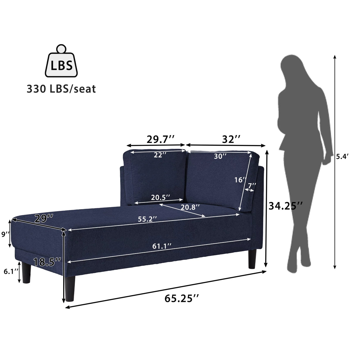 65" Fabric Corner Lounge Chair H63085