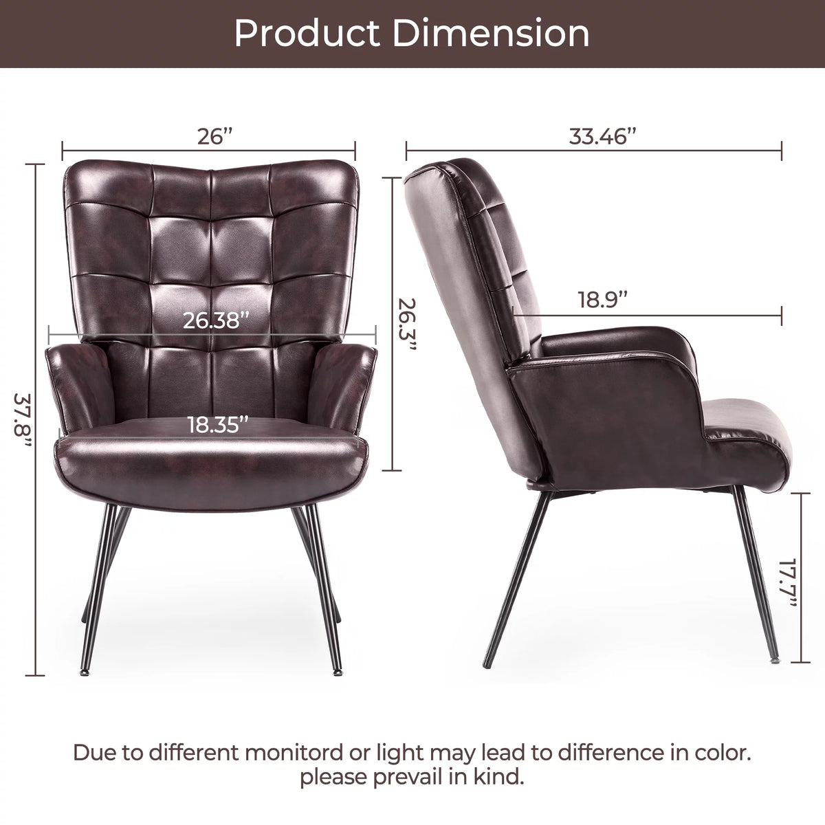 Maroon Faux Leather Wingback Accent Chair V87496