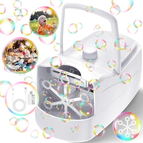 Automatic Bubble Machine with 2 Speeds and 6 Wands Y82017