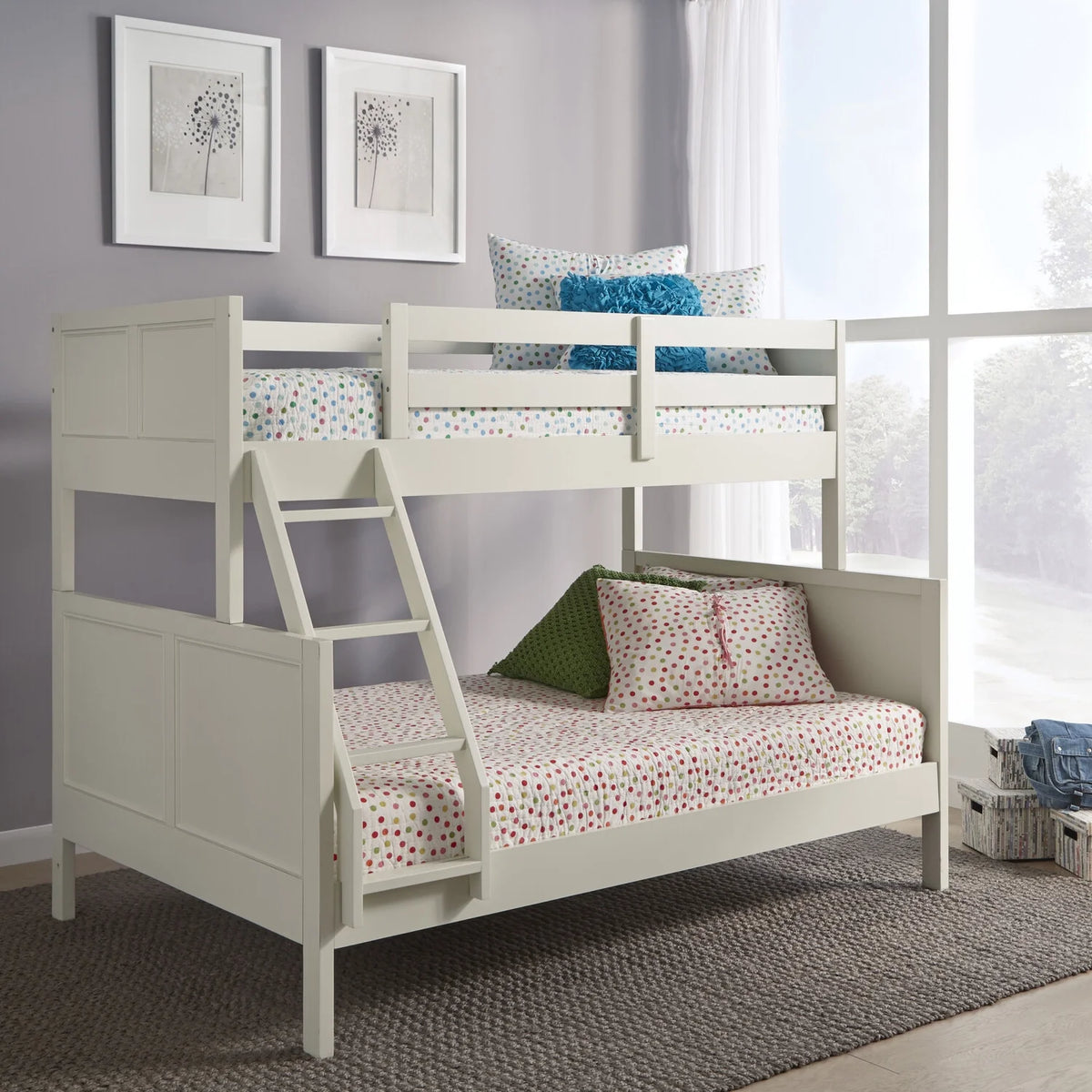 Off White Wood Twin Over Full Bunk Bed G796147