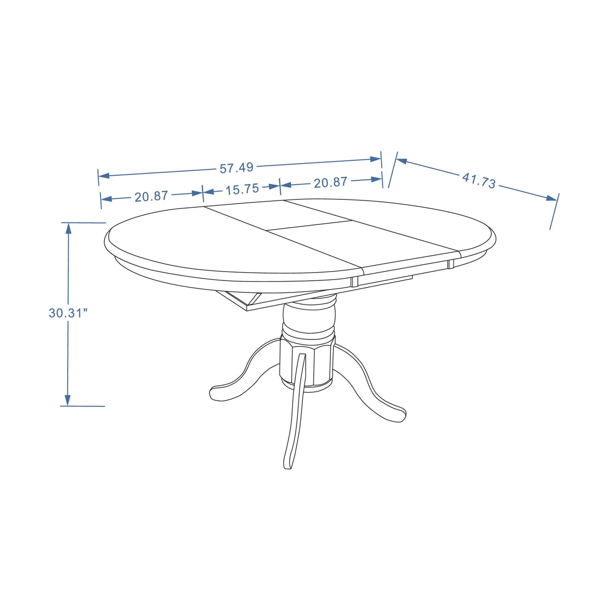 Single Pedestal Dining Table with Butterfly Leaf D77777