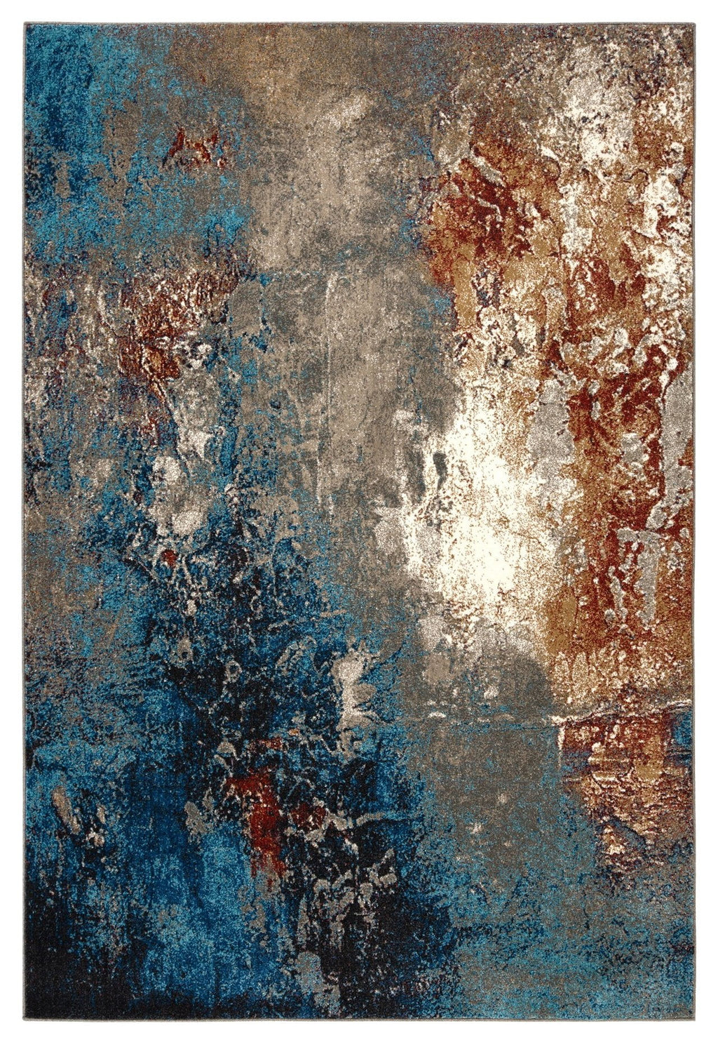Turquoise Burgundy Abstract Area Rug 8' x 10' V590