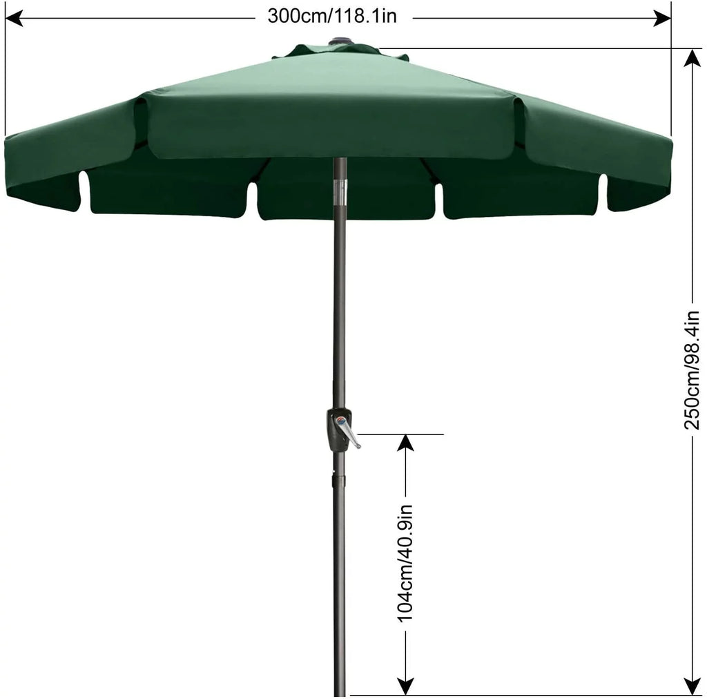 Green Round Table and Patio Umbrella O745