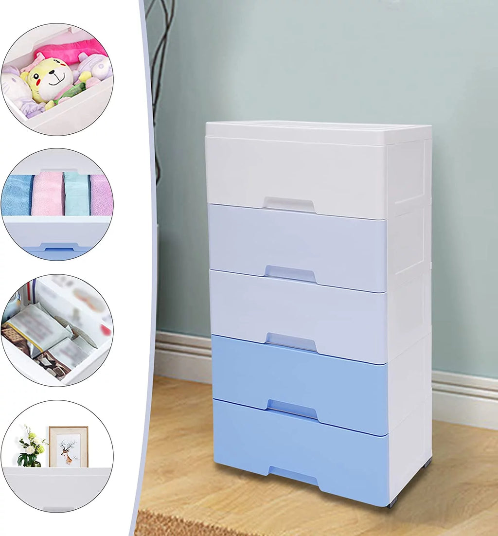 5 Drawers Plastic Storage Cabinet Dresser T4259
