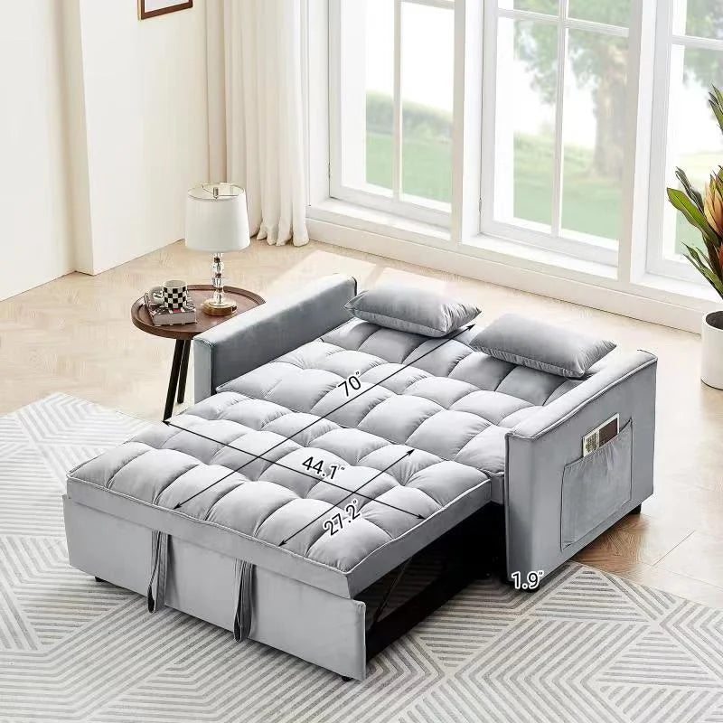 Black Velvet 3 in 1 Sleeper Sofa Bed L68150