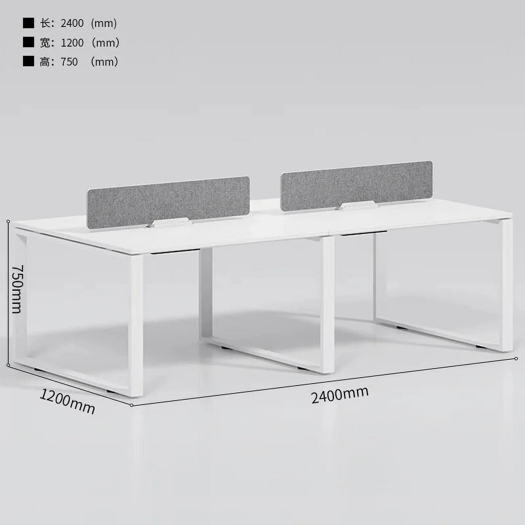 White Wooden Computer Desk with Metal Frame L954853