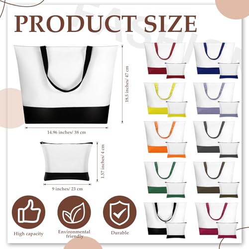 20 Pcs Large Blank Canvas Tote Bags and Makeup Bags with Handles L6086