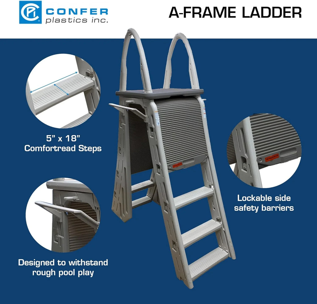 Adjustable A Frame Safety Ladder with Step Barrier W13916