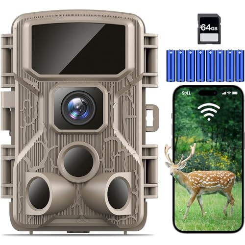 WiFi 4K 64MP Trail Camera with Night Vision IP67 Waterproof H603034