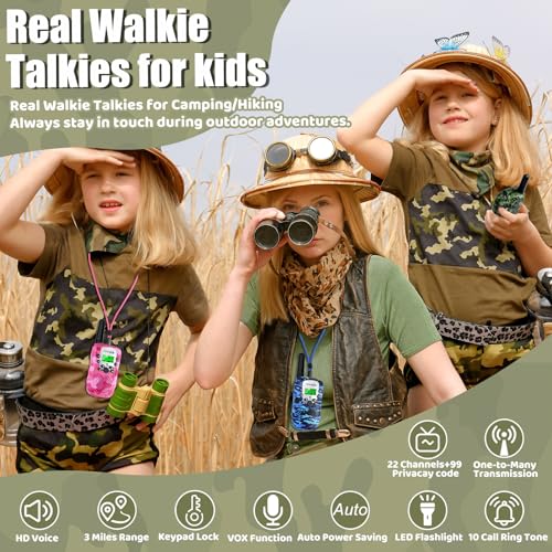 Rechargeable 4 Pack 3 Mile Long Range Walkie Talkies with Flashlight Z955