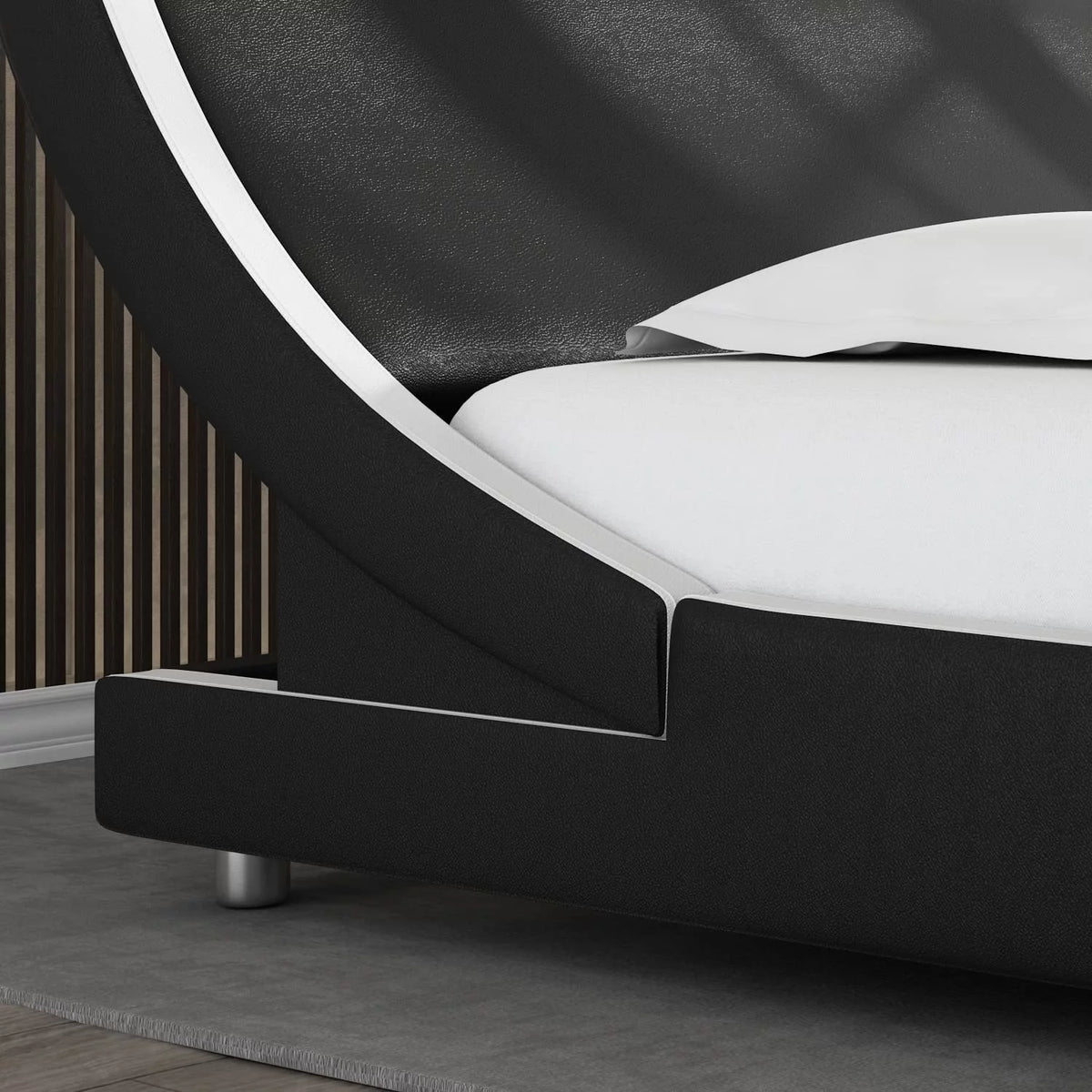 King Size Platform Bed Frame with Adjustable Headboard Y37831