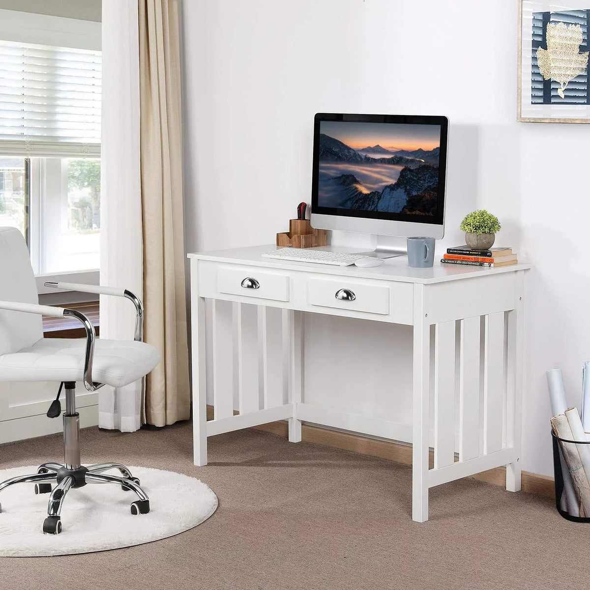 Writing Desk with Drawer Storage and Removable Hutch Q2418