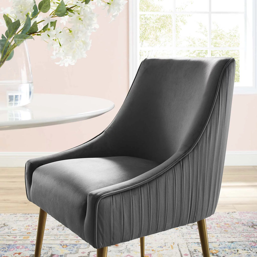 Gray Upholstered Velvet Dining Chair D689662