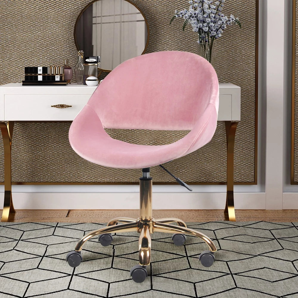 Pink Faux Fur Adjustable Swivel Vanity Chair D585407