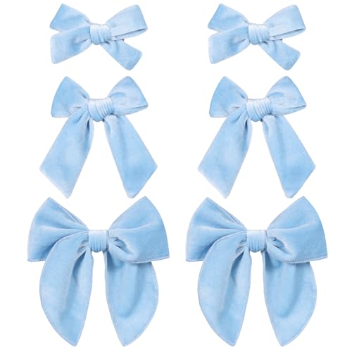 Red Velvet Ribbon Hair Bows 6PCS 3 Styles G4514