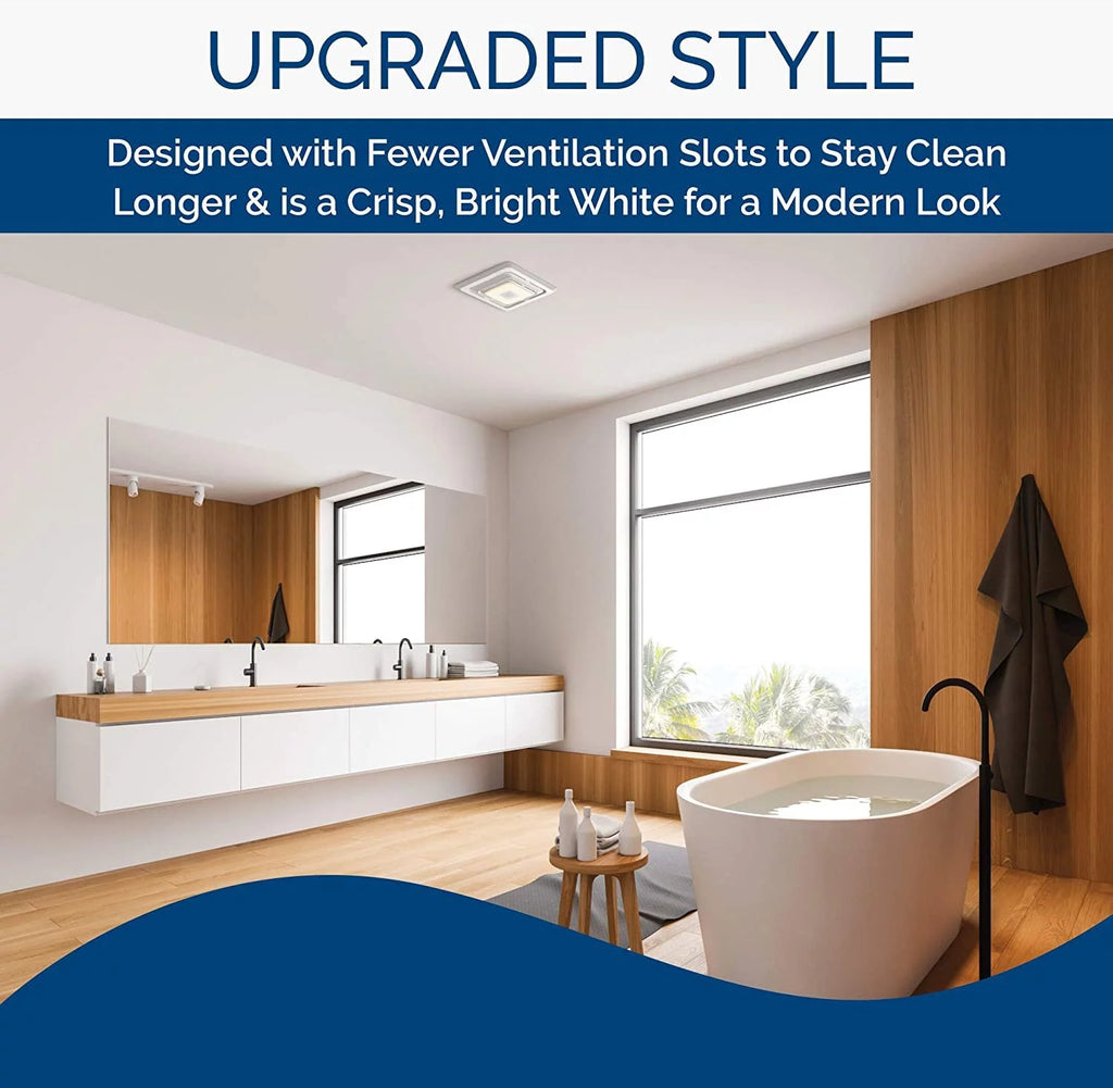 White Bathroom Exhaust Fan with LED Light S451