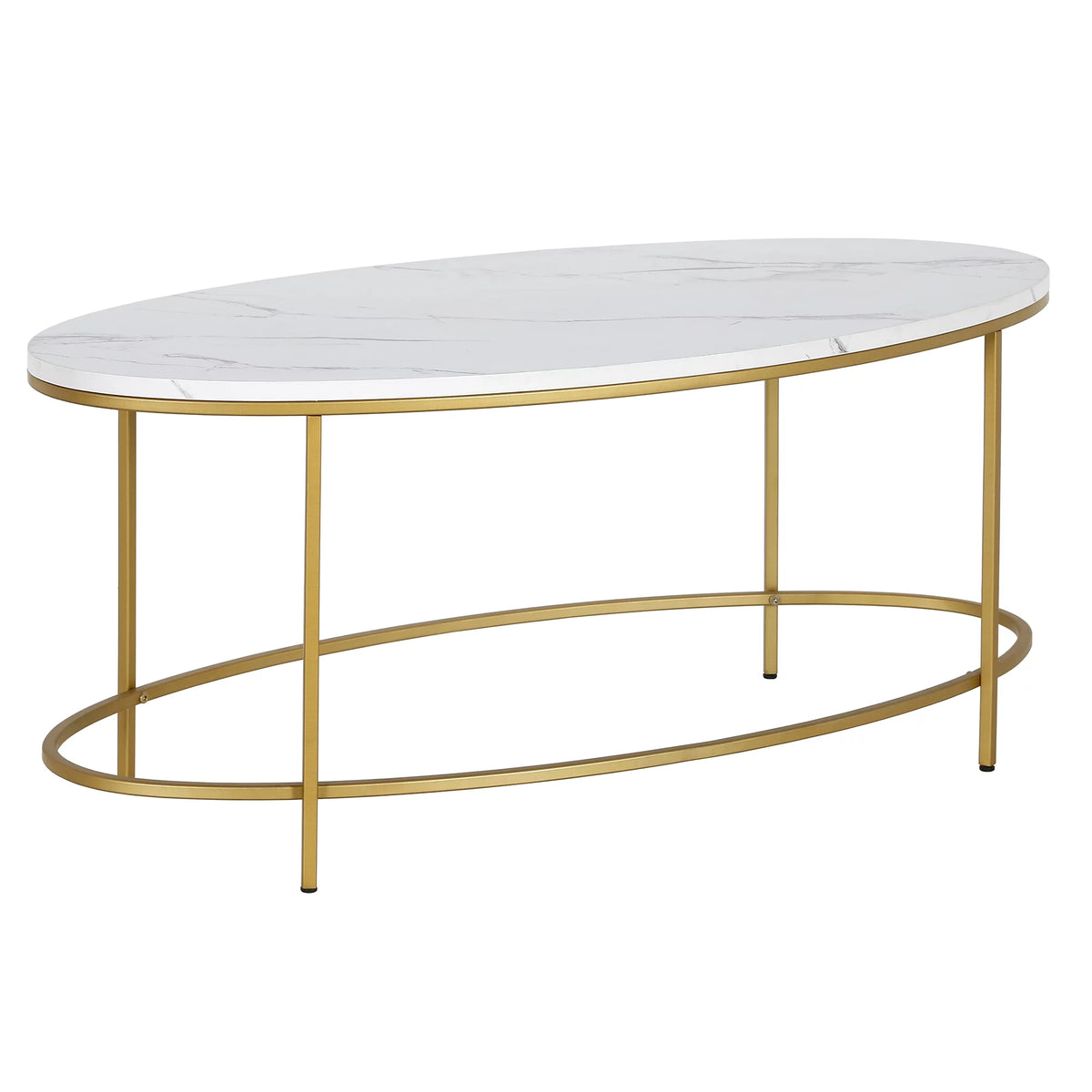 42" Wide Oval Coffee Table with Faux Marble Top N38901