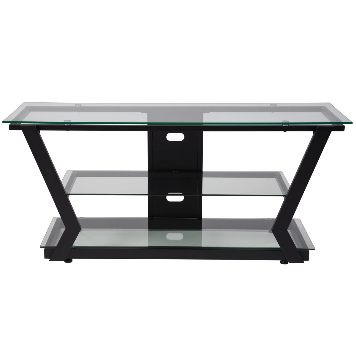 Glass TV Stand with Black Metal Frame G48946