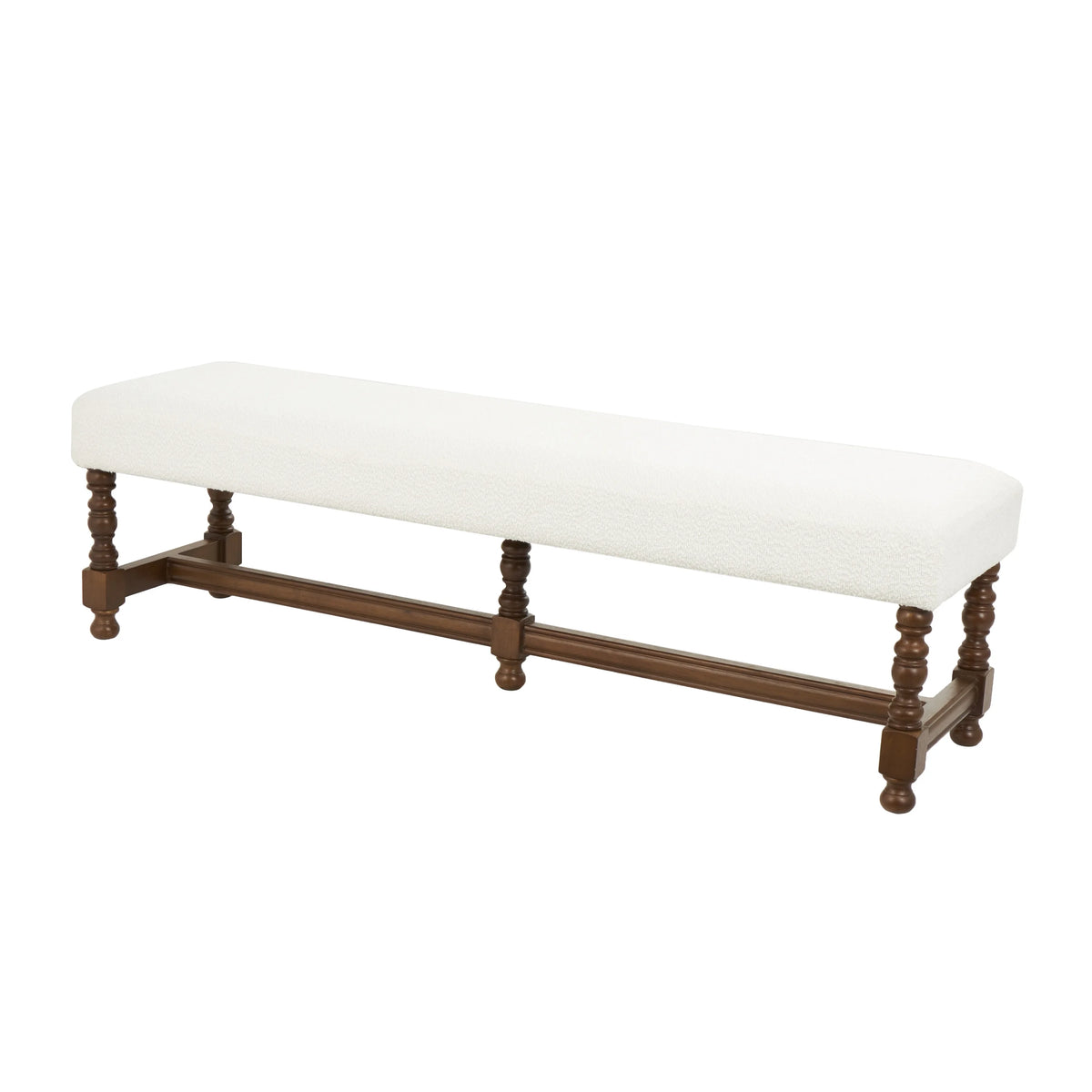 Fabric Bench with Brown Traditional Wood Turned Legs L628