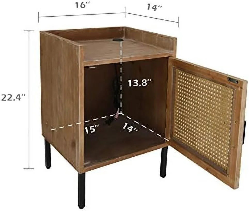 Woven Fronts Nightstand with 2 Drawers D803