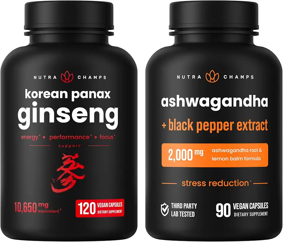 Korean Ginseng Capsules and Ashwagandha Capsules 2 Pack X325