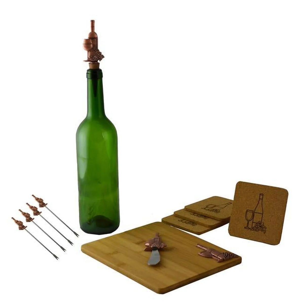 Copper Bottle & Cup Wine & Cheese Set 11 Piece Z322264