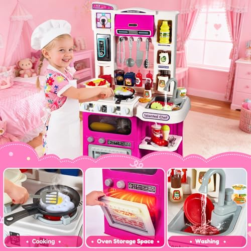 31.1'' Play Kitchen Set with Steam, Sound & Light B255428