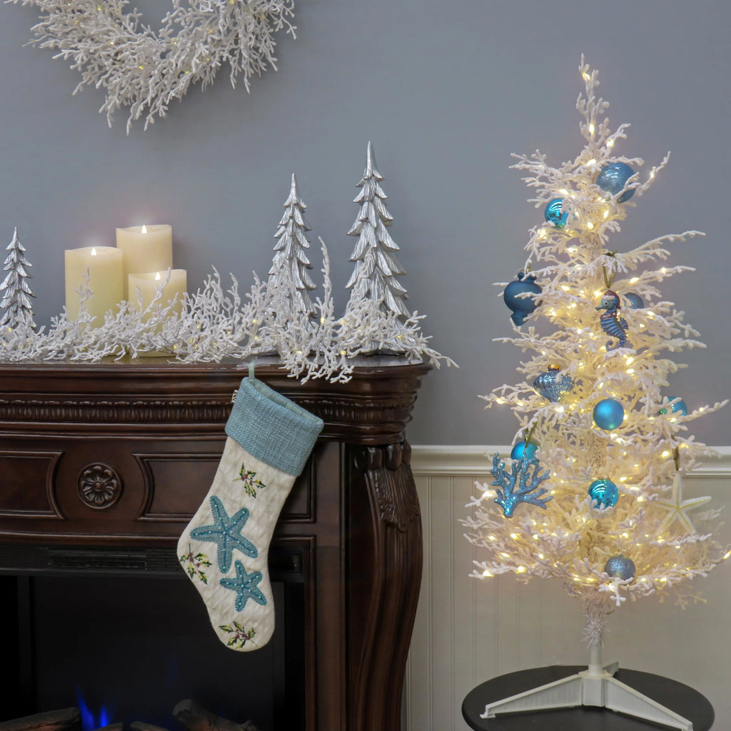 Pre-Lit Coral Artificial Tree with Warm White LED Lights 48in V336