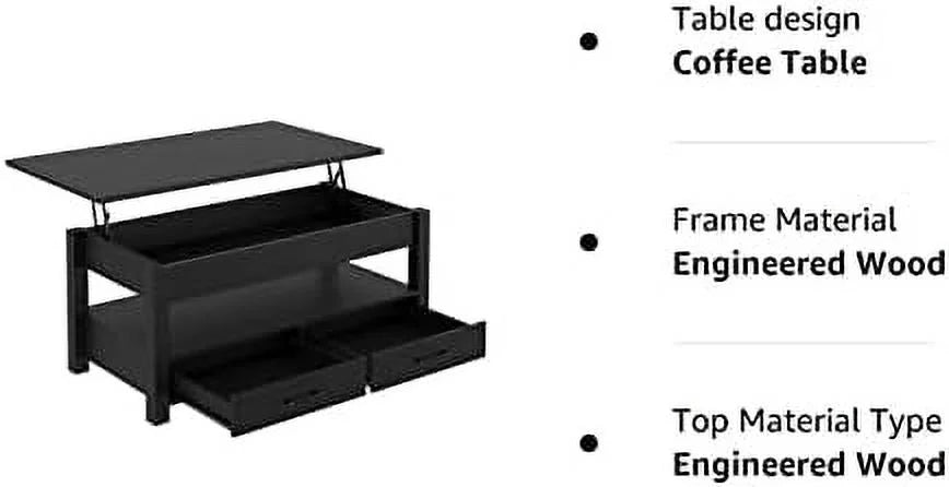 Lift Top Coffee Table with Drawers and Hidden Compartment B4029