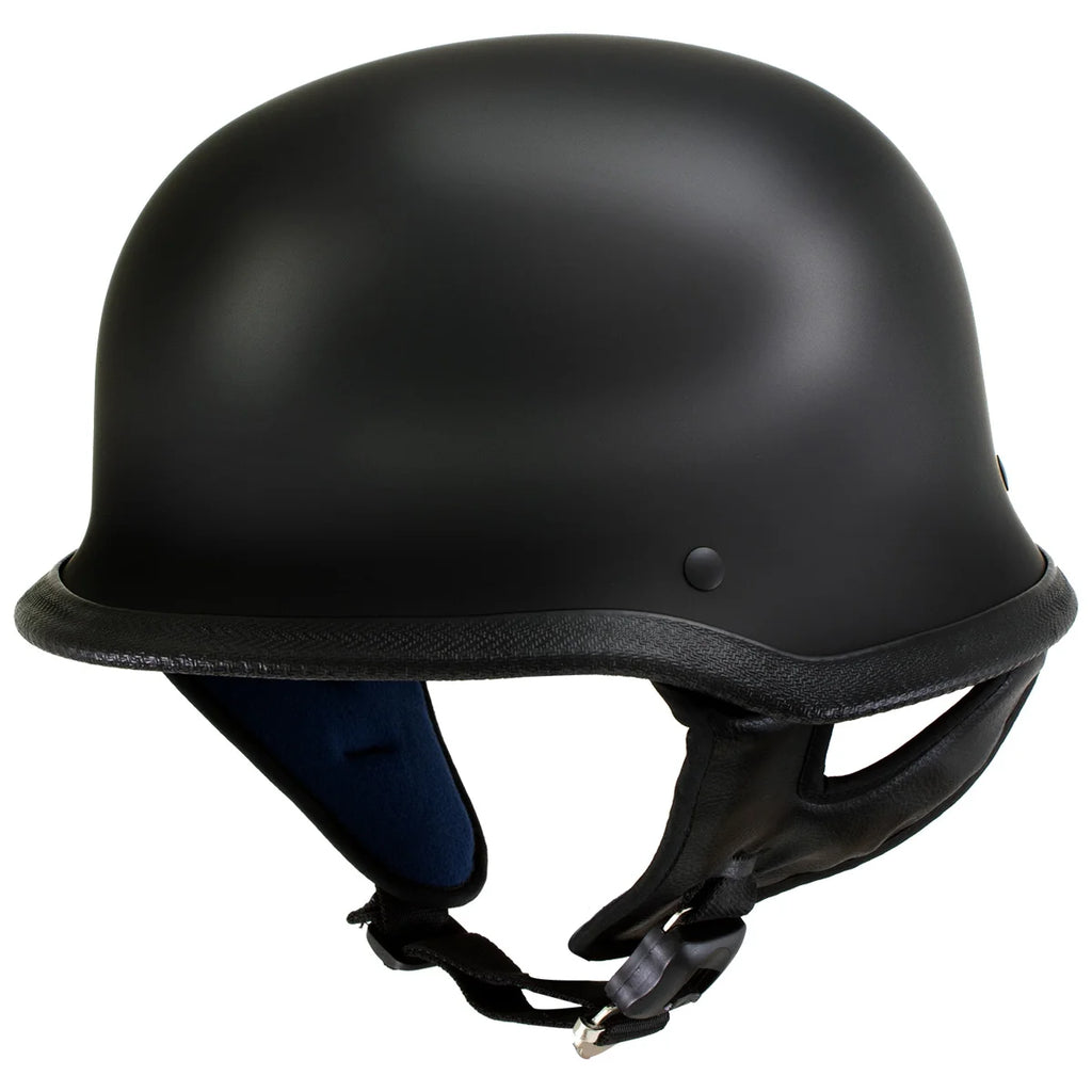 Flat Black Motorcycle Half Helmet Large S1234