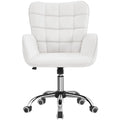 White Faux Leather Desk Chair with Padded Armrests V235415