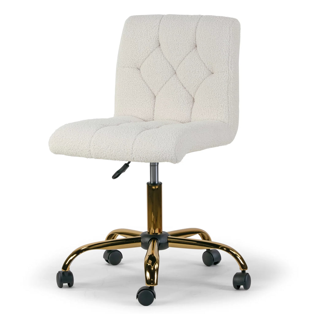 Cream Gold Fabric File Cabinet with Lock and Wheels E2634