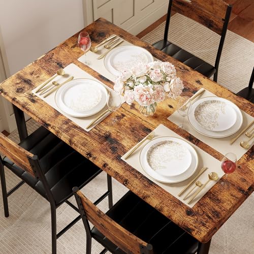 Grey Wood Dining Table Set for 4 L575646