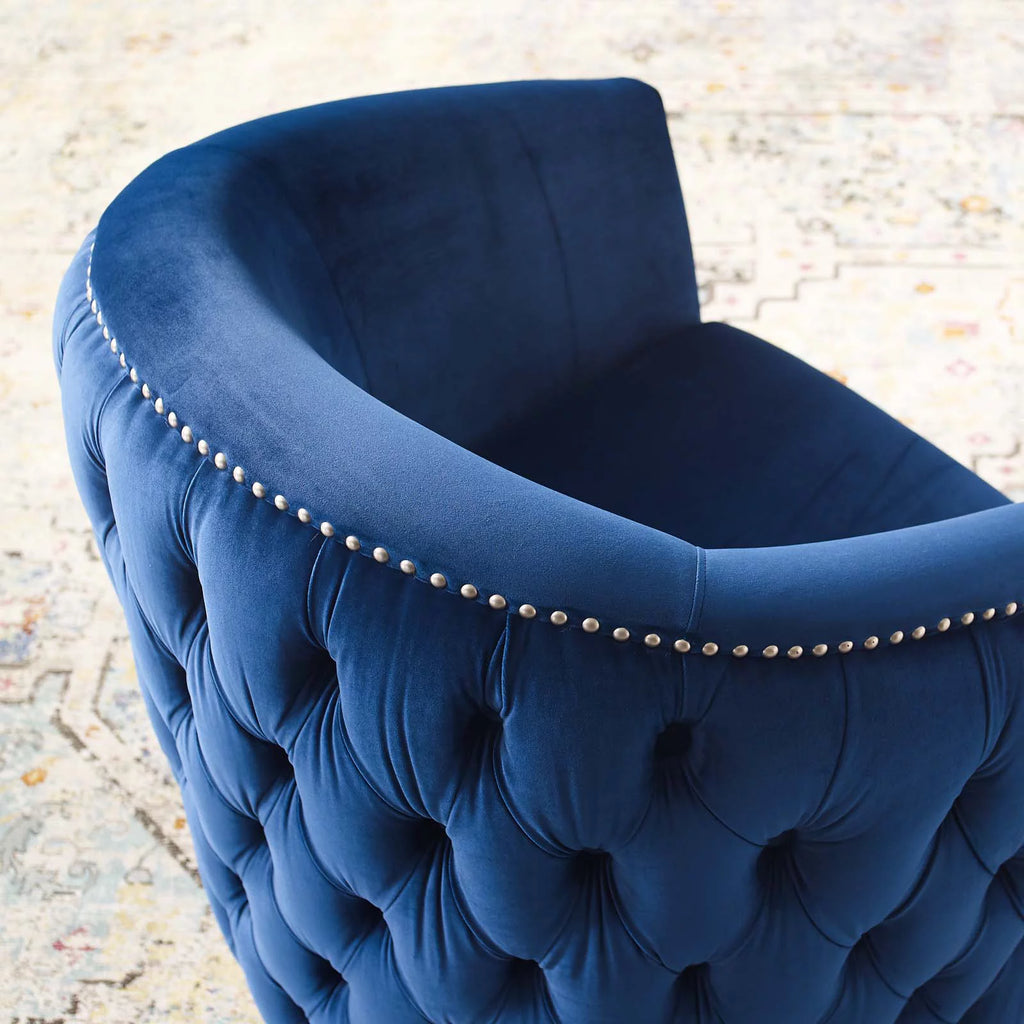 Navy Blue Velvet Accent Armchair R366