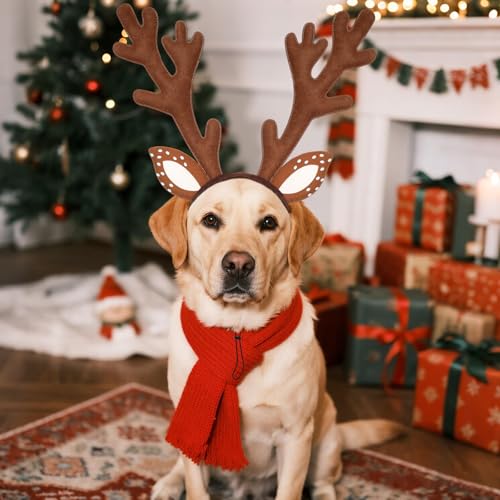 Adjustable Christmas Reindeer Antlers Pet Headband T8401
