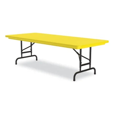 Adjustable Folding Tables, Rectangular, 72" x 30" x 22" to 32", Yellow Top, Black Legs B771