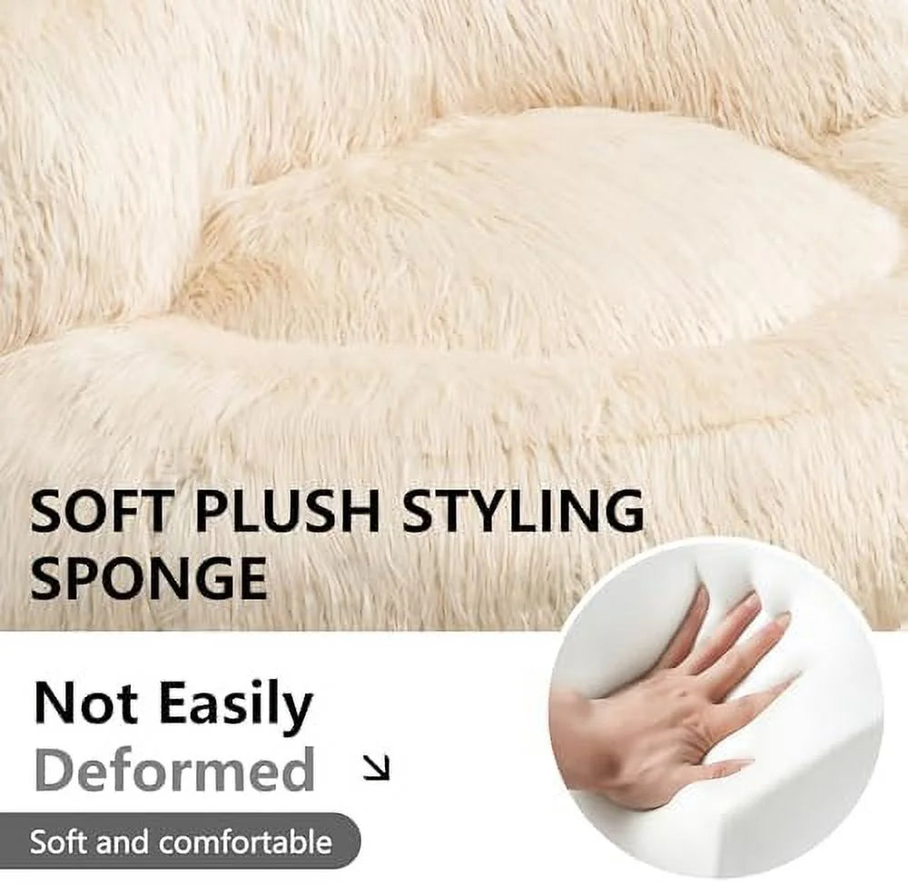 Fluffy Bean Bag Chair with Ottoman U1771