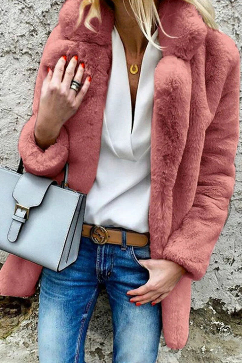 Solid Mandarin Collar Outerwear E325