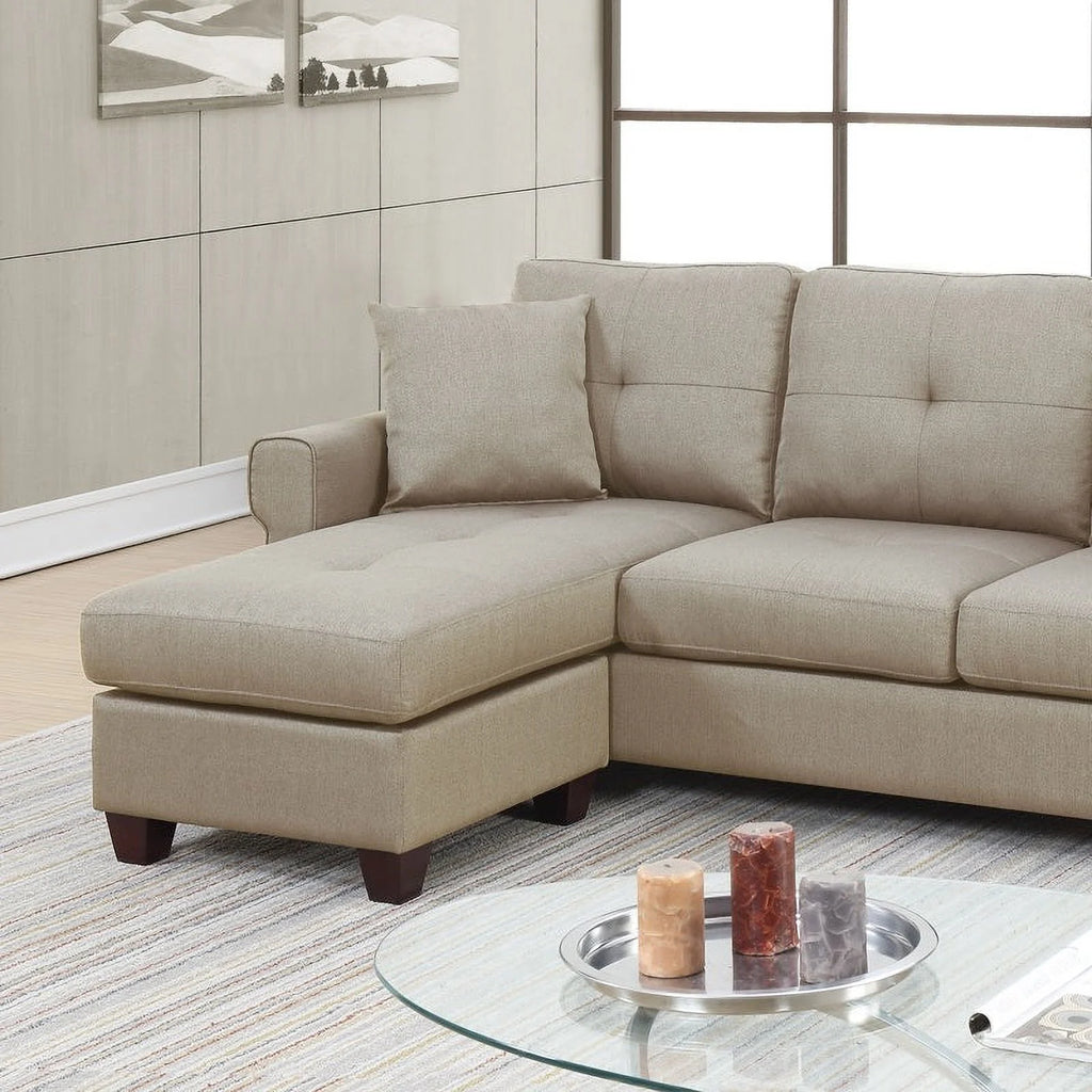 2 Piece Fabric Compact Sectional Sofa Set in Beige E1280