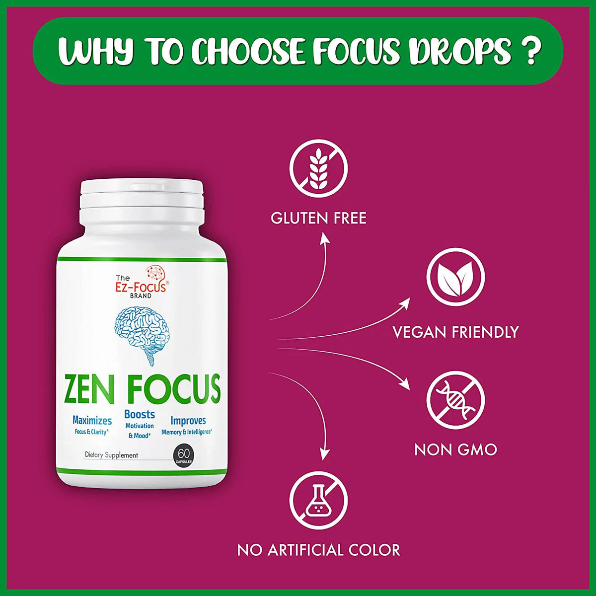 Brain Focus Supplement 60 Pills U407