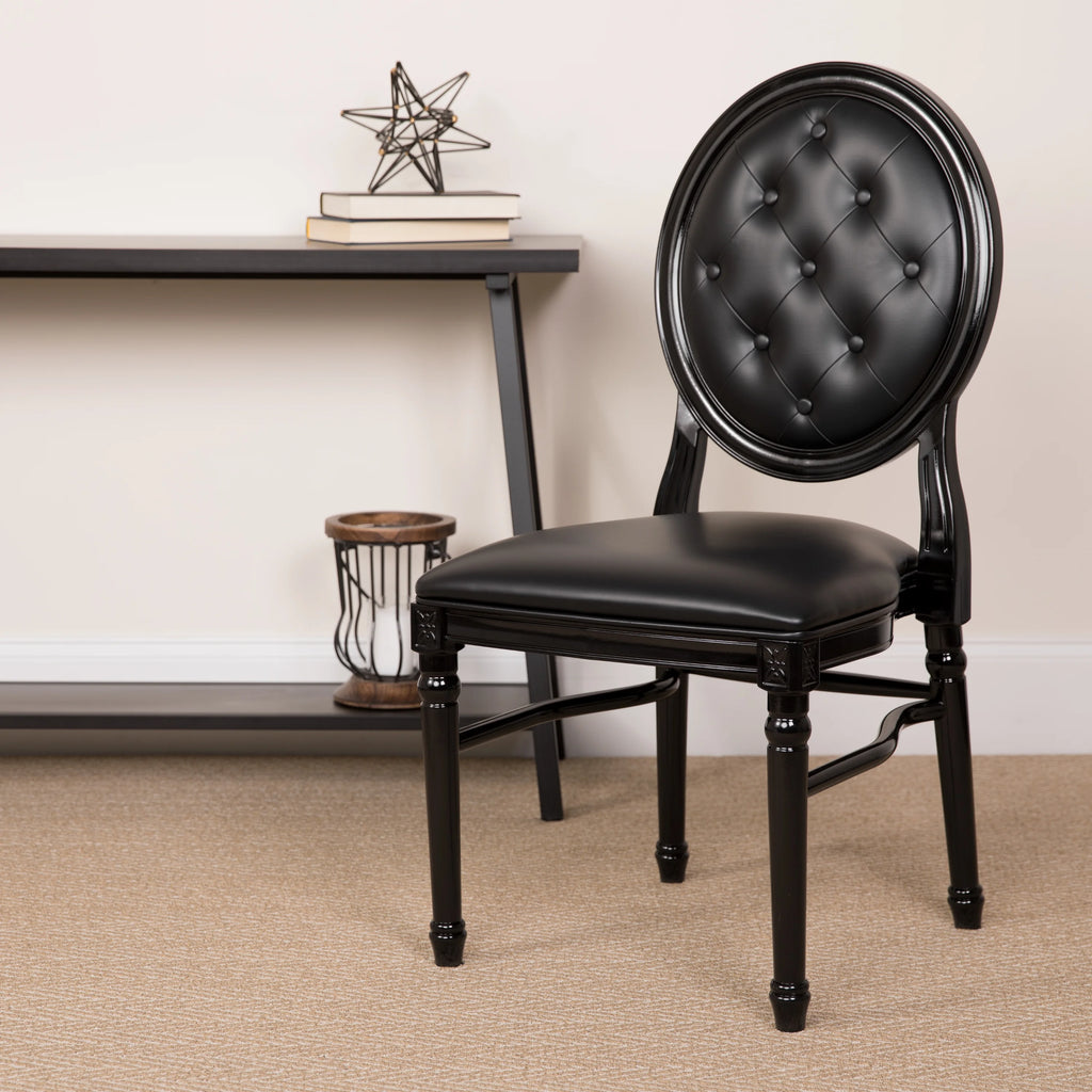 2 Pack Black Vinyl Tufted Back Chair Q9286