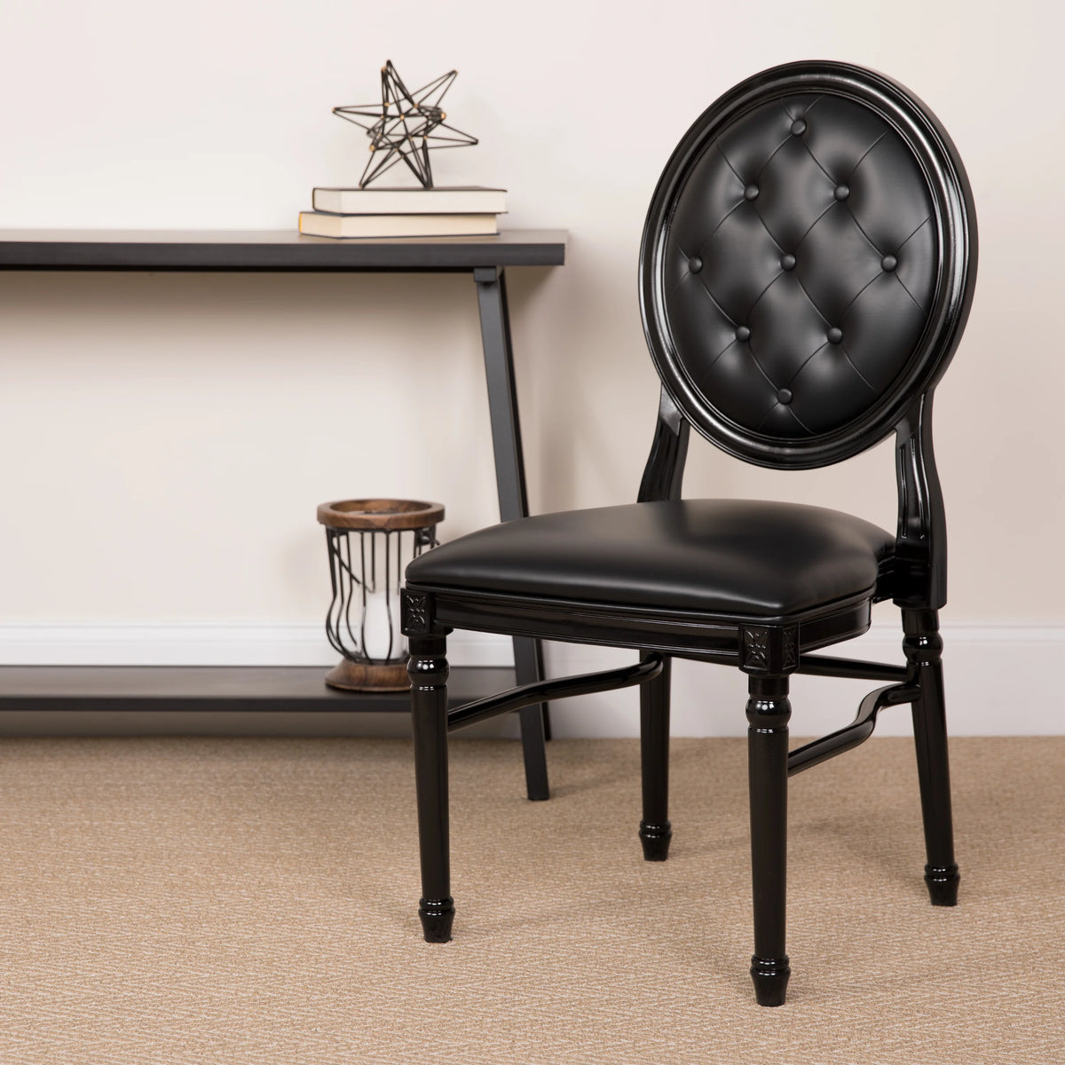 2 Pack Black Vinyl Tufted Back Chair Q9286