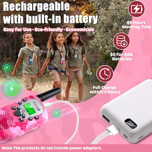 Rechargeable 4 Pack 3 Mile Long Range Walkie Talkies with Flashlight Z955