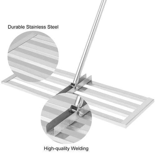 30 x 10in Stainless Steel Lawn Leveling Rake with 77 in Handle N563