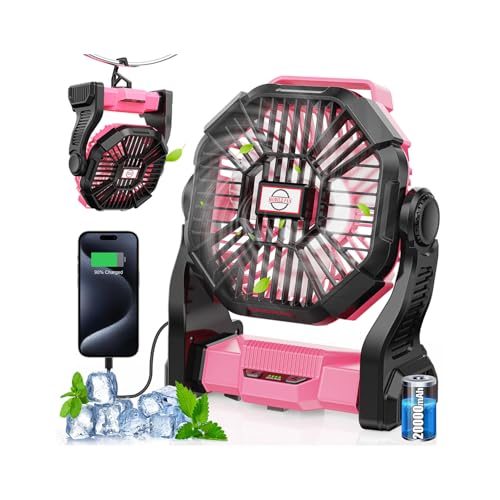 30000mAh Rechargeable Portable Camping Fan with LED Lantern P11514