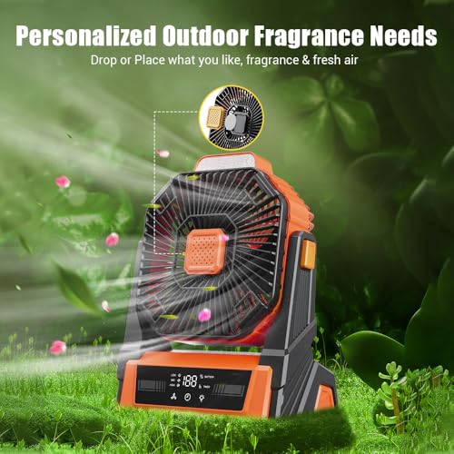 Portable Rechargeable 20000mAh Battery Powered Desk Fan with LED Lantern Y618857