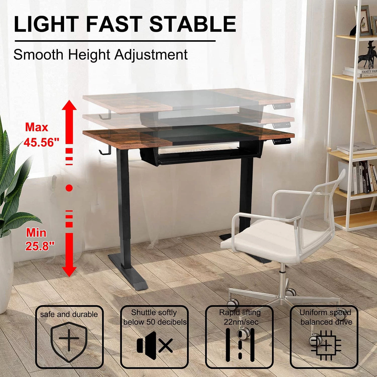 48"x24" Electric Height Adjustable Standing Desk with Drawers G331915
