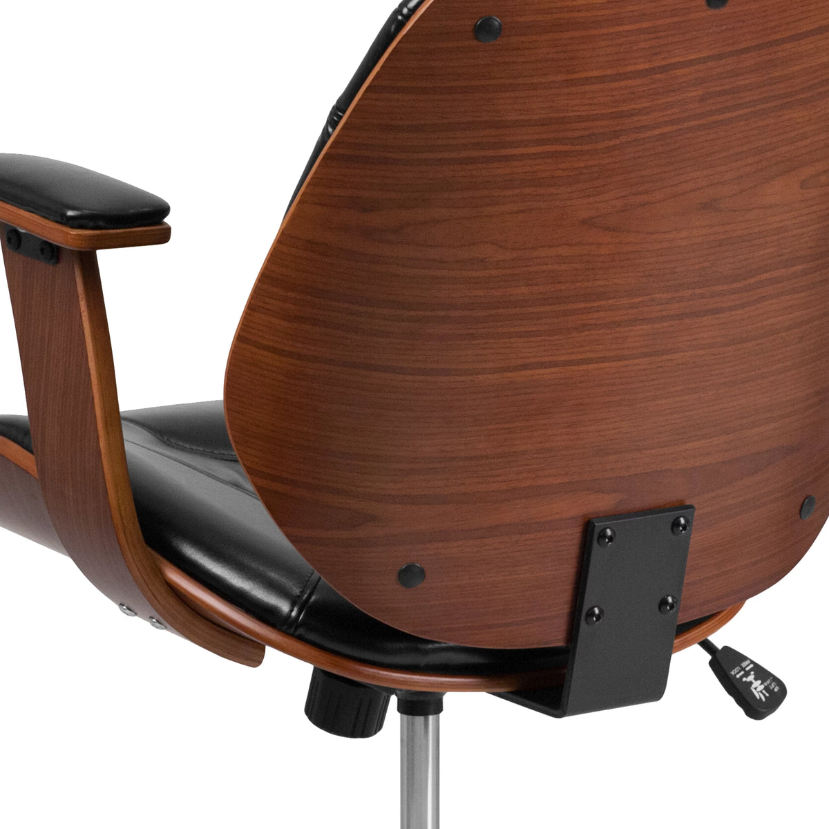 Black LeatherSoft Mid-Back Ergonomic Swivel Office Chair with Arms Y14950